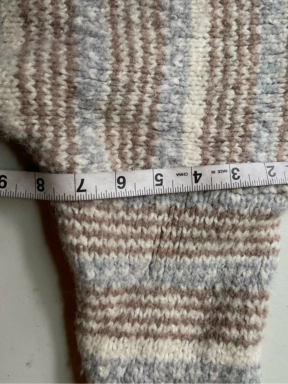 Esmara Knit Striped Sweater Gray Beige Cream Mock Neck Soft Cozy Size S